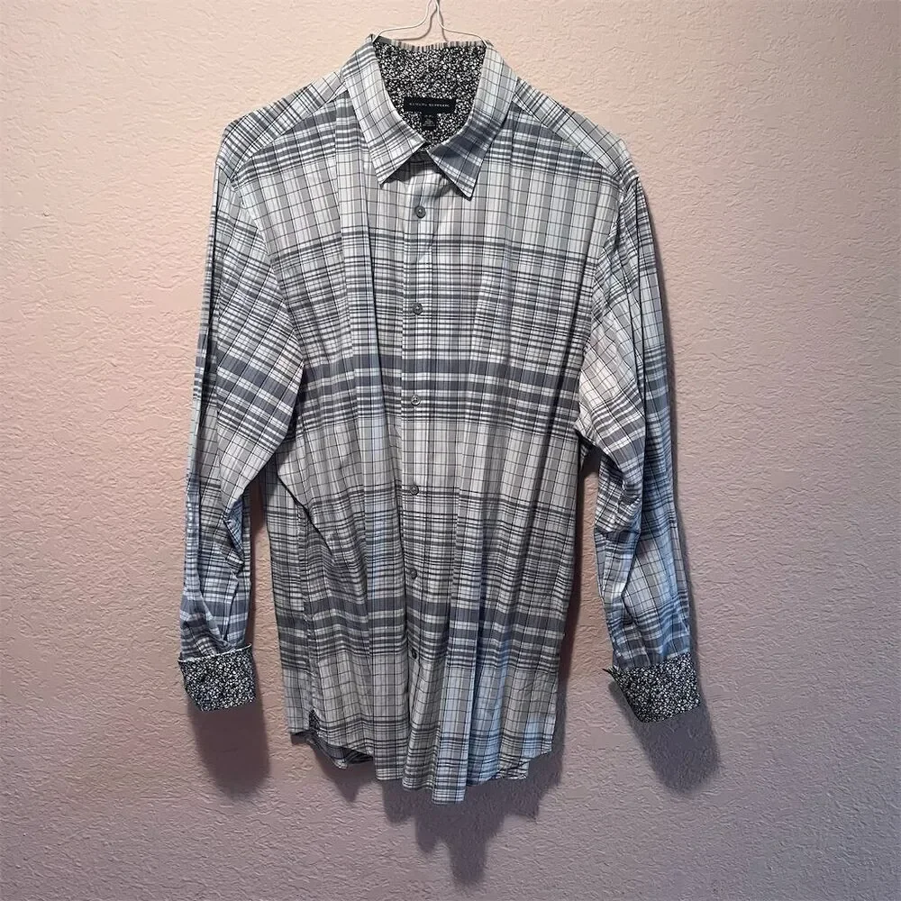 NWOT. Banana Republic Men's XL Black Plaid‎ Long Sleeve Button-Up Shirt.